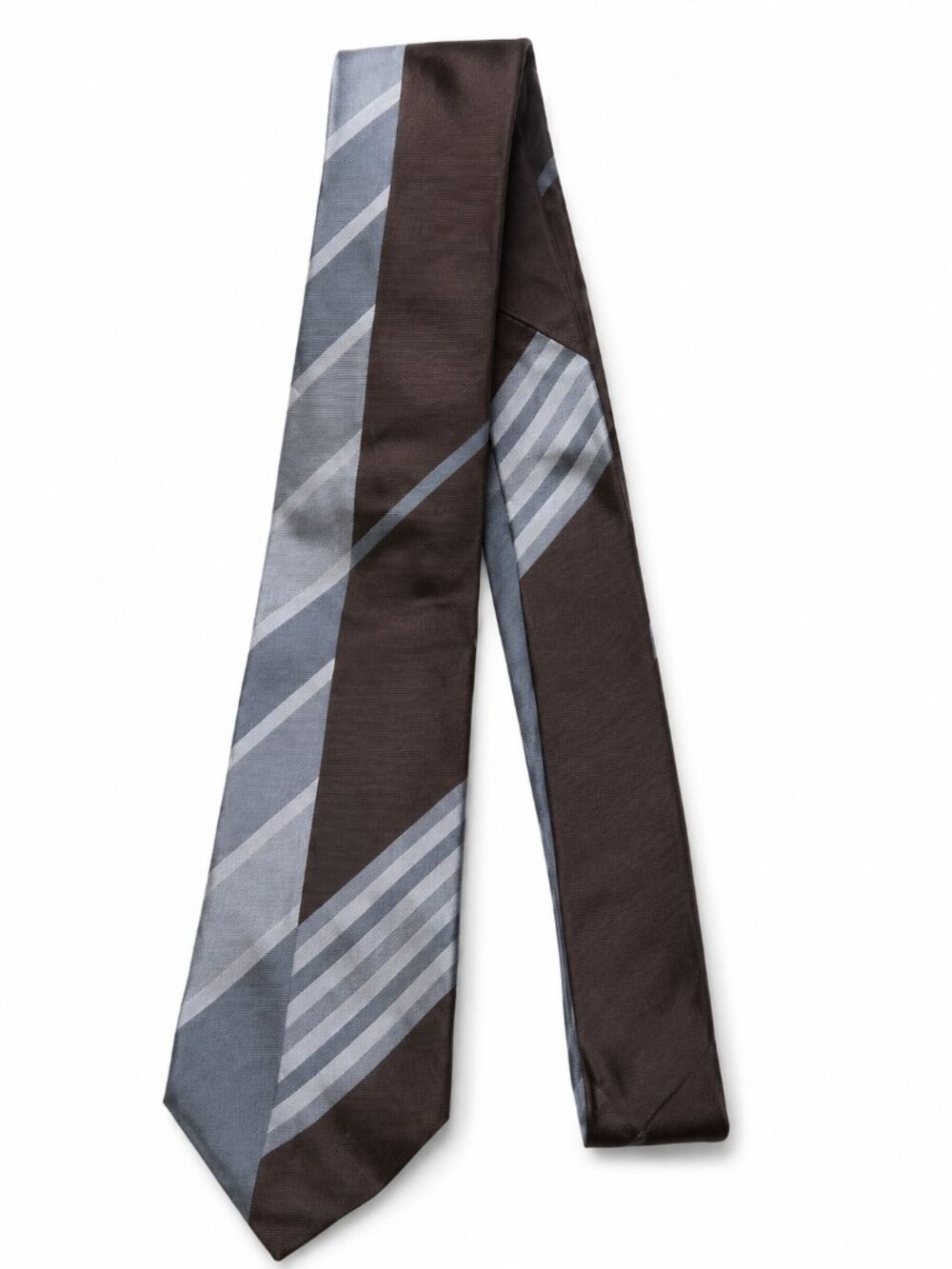 Fendi Brown/Gray Silk Narrow Tie – 3" Width - Picture 2 of 5